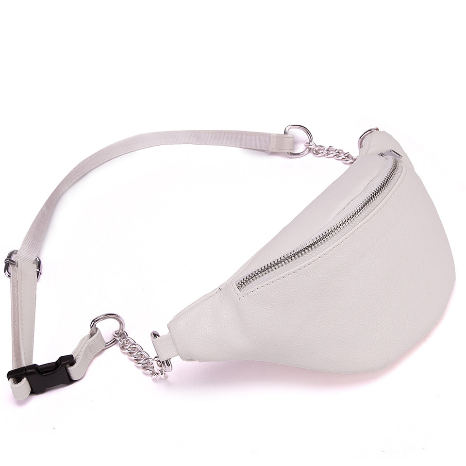 Faux leather belt bag in White