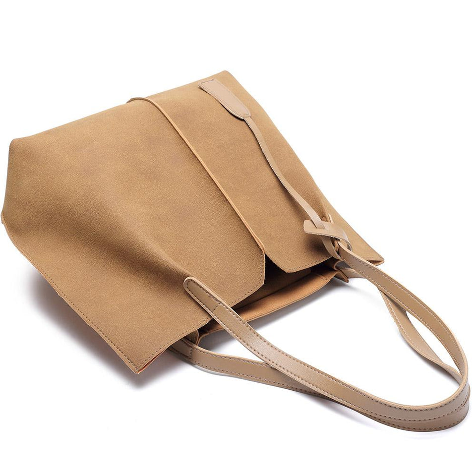Centre stitch faux suede 2-in-1 bag in Brown