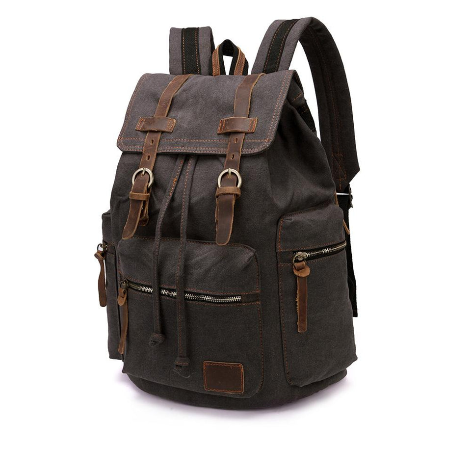 Canvas satchel backpack in Off black