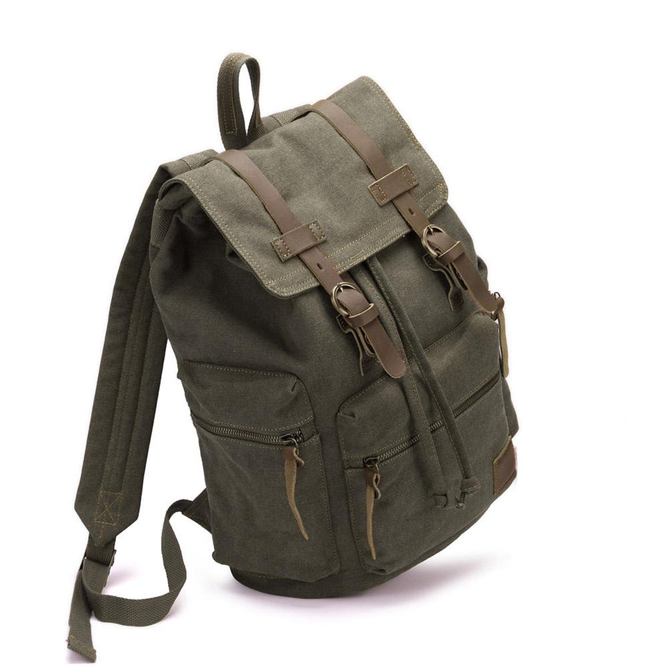 Canvas satchel backpack in Army green