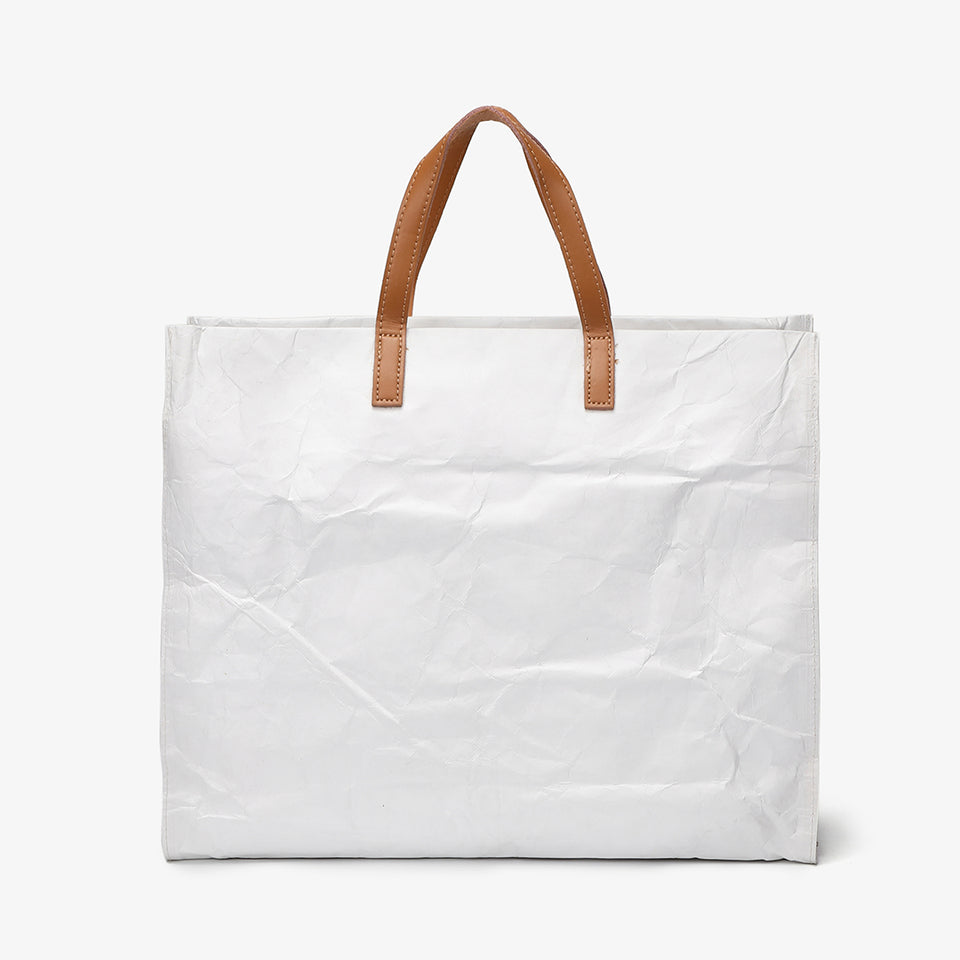Large creased shopper tote in white